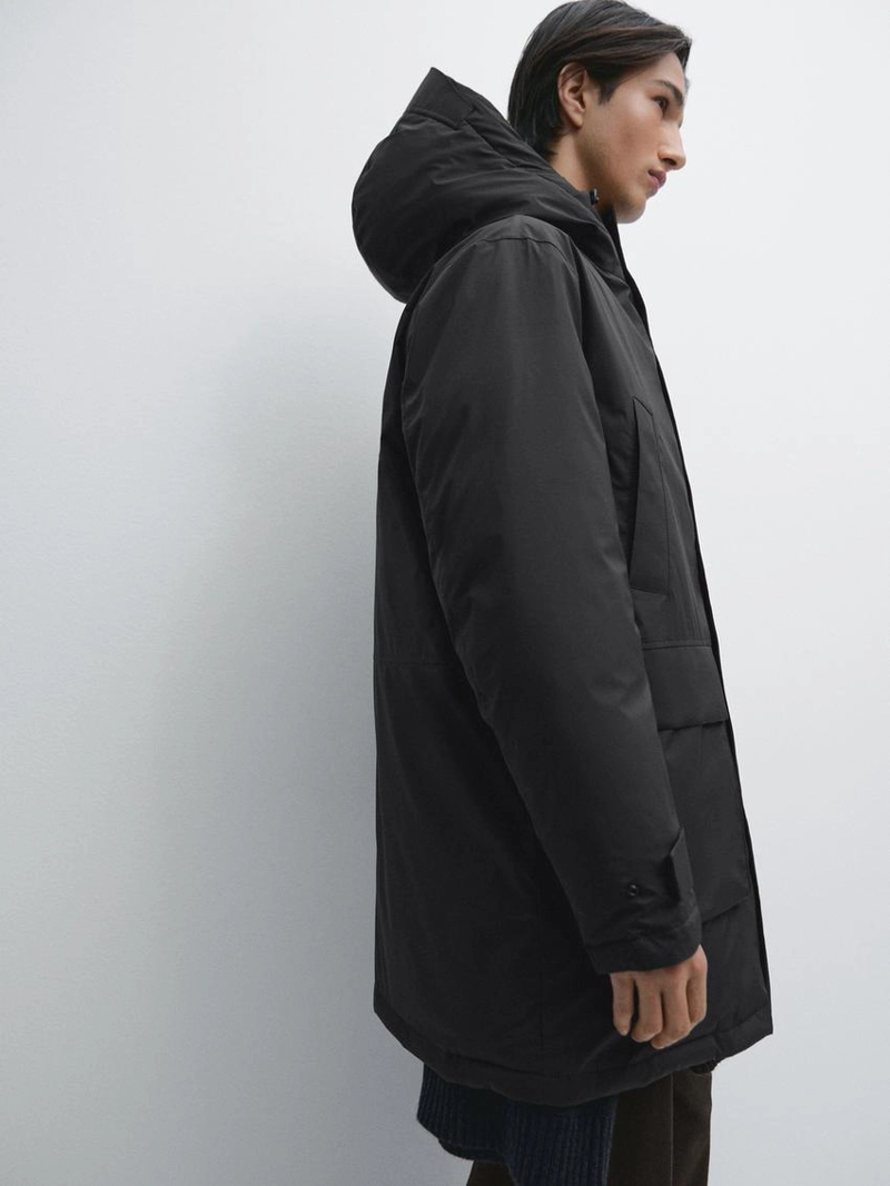 Парка с капюшоном из водоотталкивающего пухового наполнителя