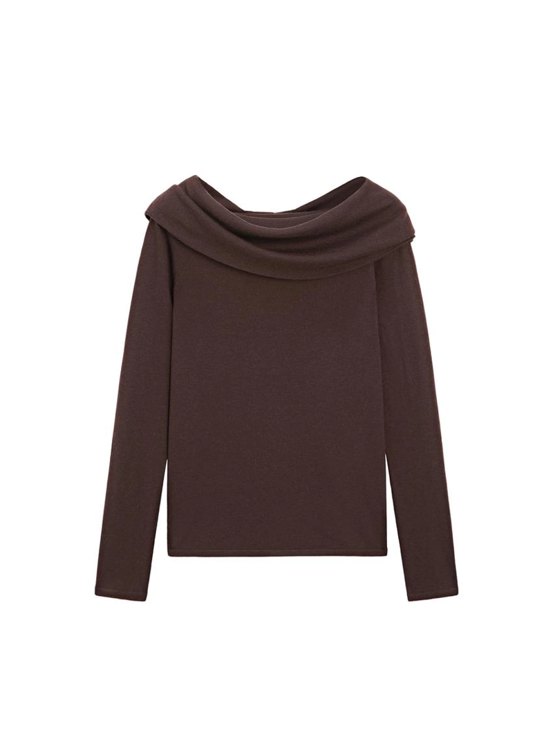 Трикотажный свитер с открытыми плечами из шерстяной смеси