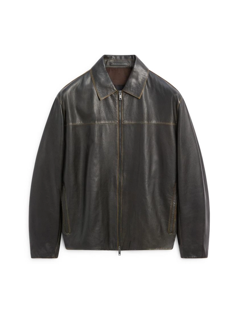 Кожаная куртка с эффектом потертостей