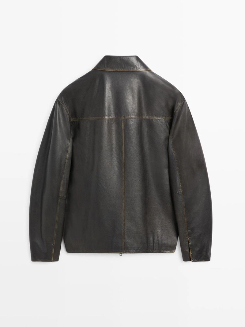 Кожаная куртка с эффектом потертостей