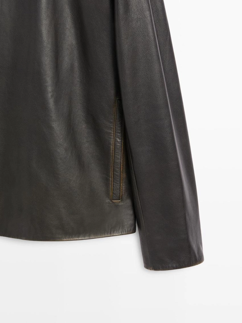 Кожаная куртка с эффектом потертостей