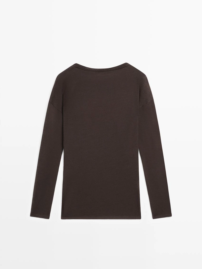 Топ из шерстяной смеси с драпировкой и рукавами летучей мыши