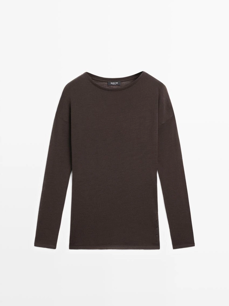 Топ из шерстяной смеси с драпировкой и рукавами летучей мыши