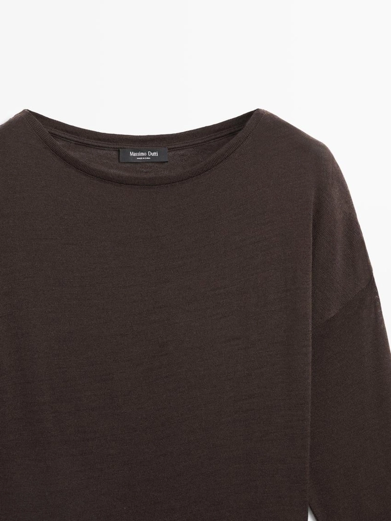 Топ из шерстяной смеси с драпировкой и рукавами летучей мыши