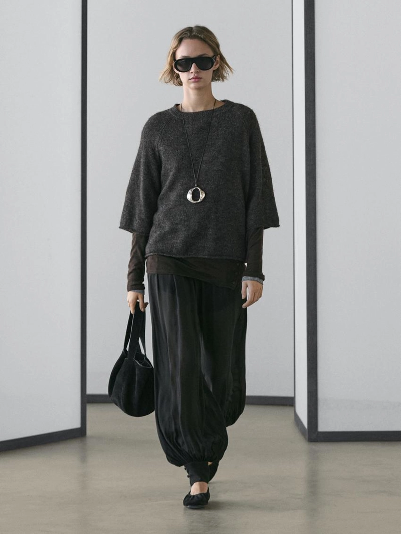 Свитер с регланом из смеси альпаки и шерсти