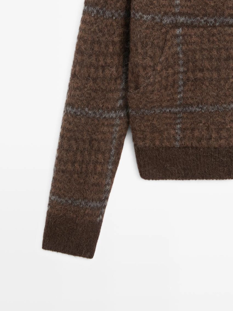 Кардиган с узором в клетку из альпаки и войлока