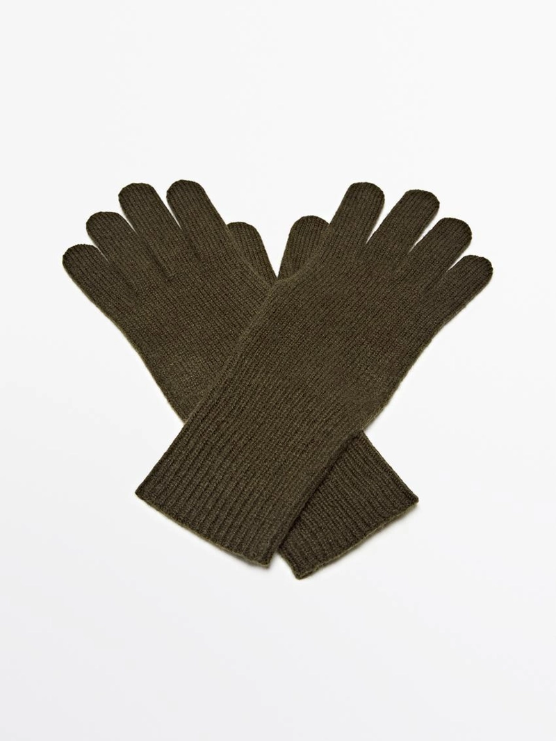 Перчатки из шерстяной смеси вязаные