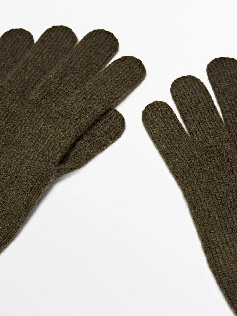 Перчатки из шерстяной смеси вязаные