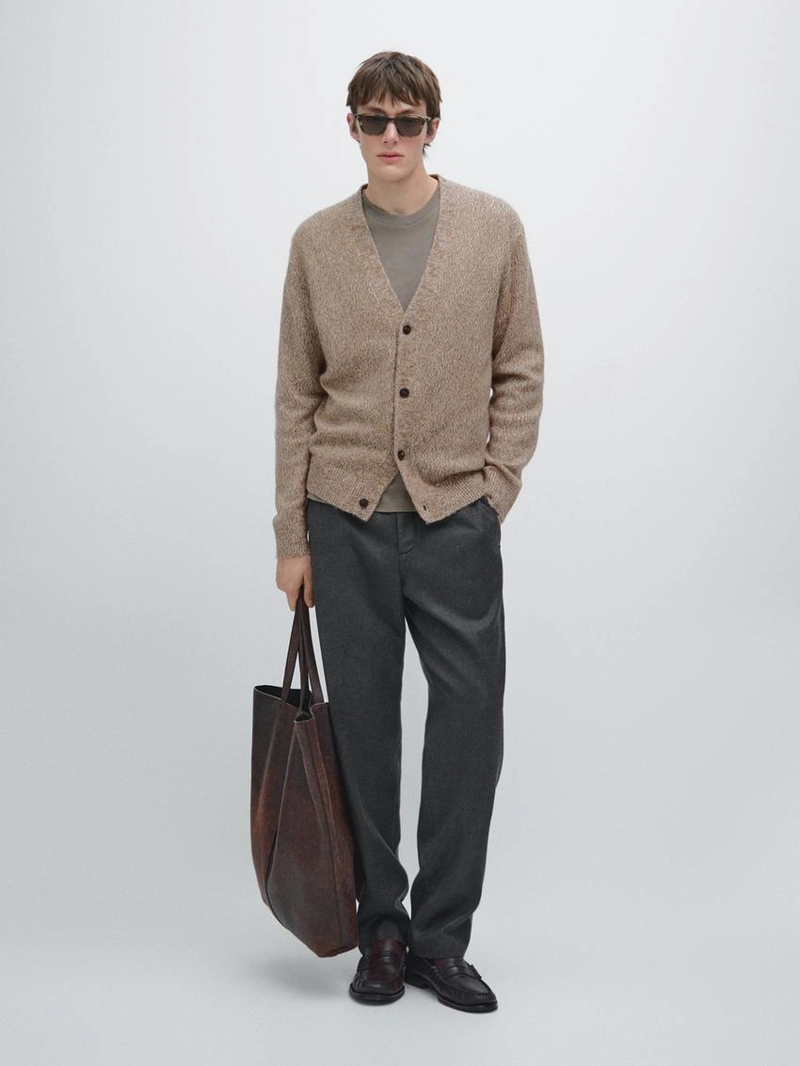 Кардиган из шерстяно-шелкового трикотажа