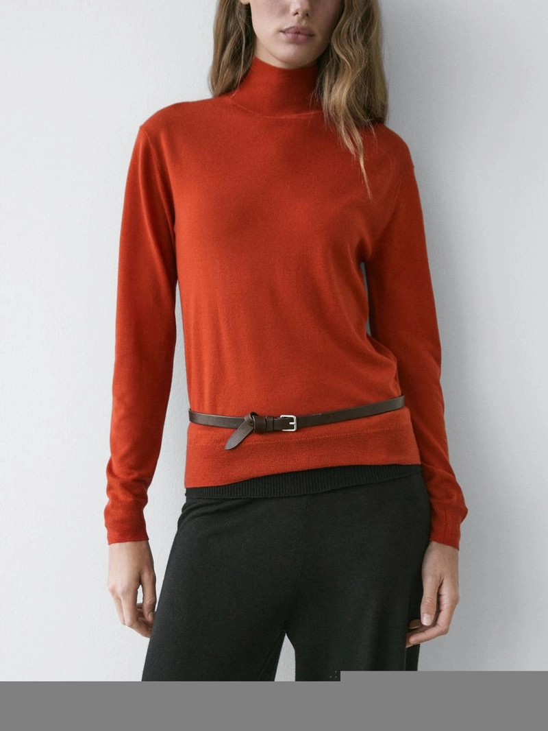 Свитер с высоким воротником из 100% шерсти