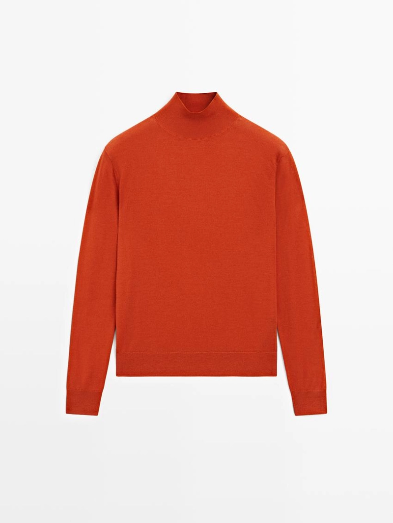 Свитер с высоким воротником из 100% шерсти