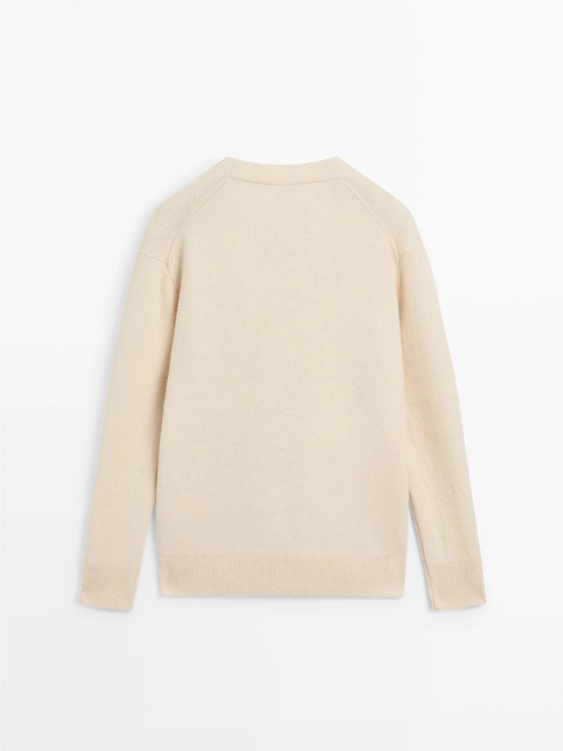 Кардиган с v-образным вырезом из вязаного альпака и шерсти