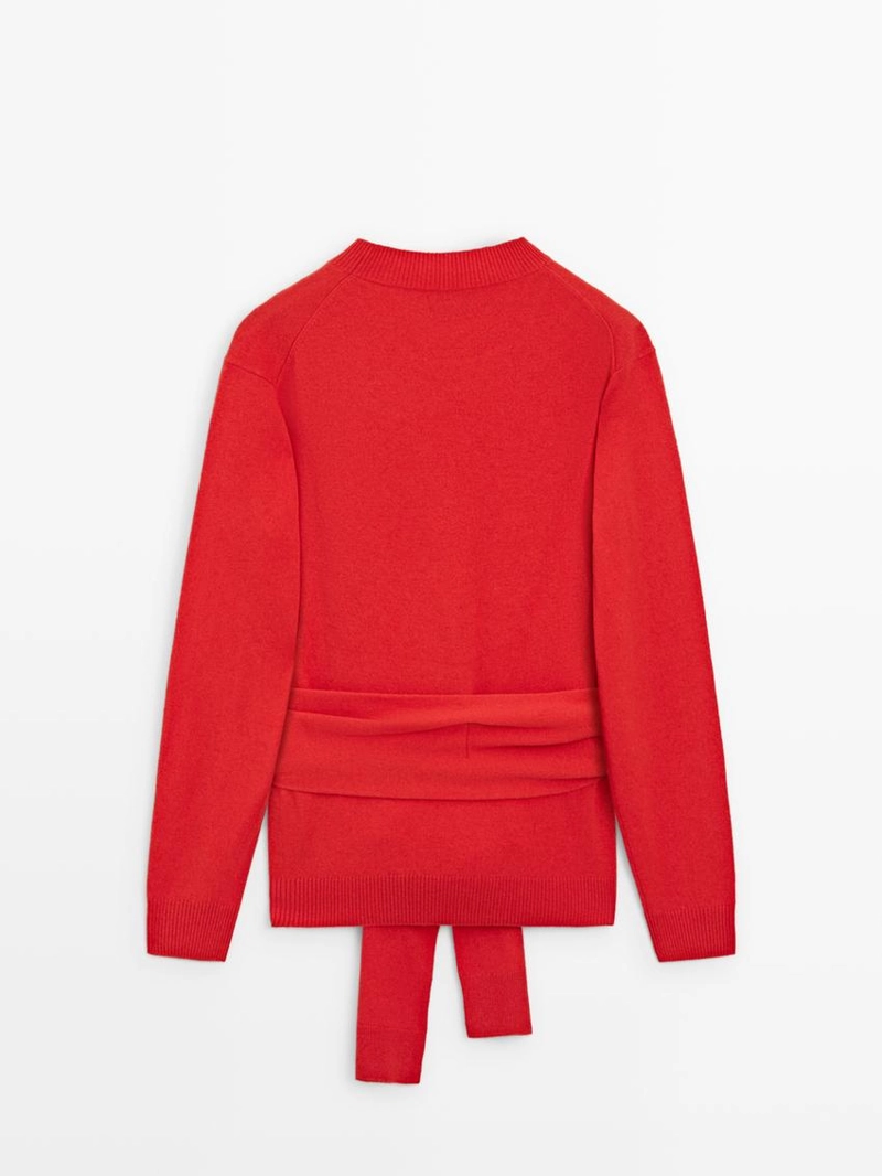 Свитер из 100% шерсти с деталями на талии