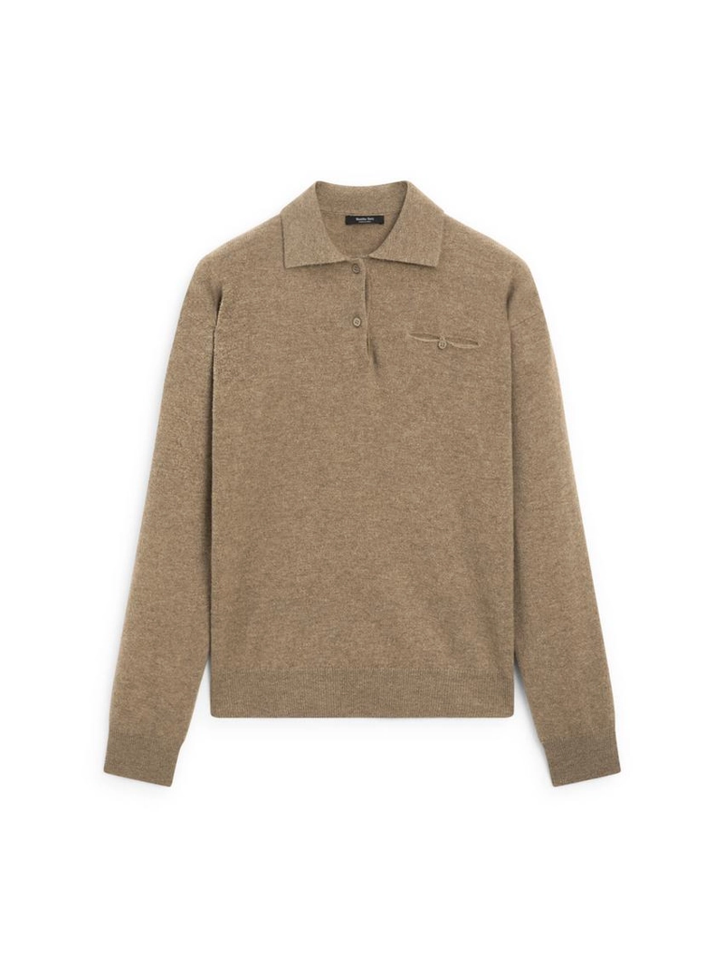 Трикотажный свитер-поло с карманом