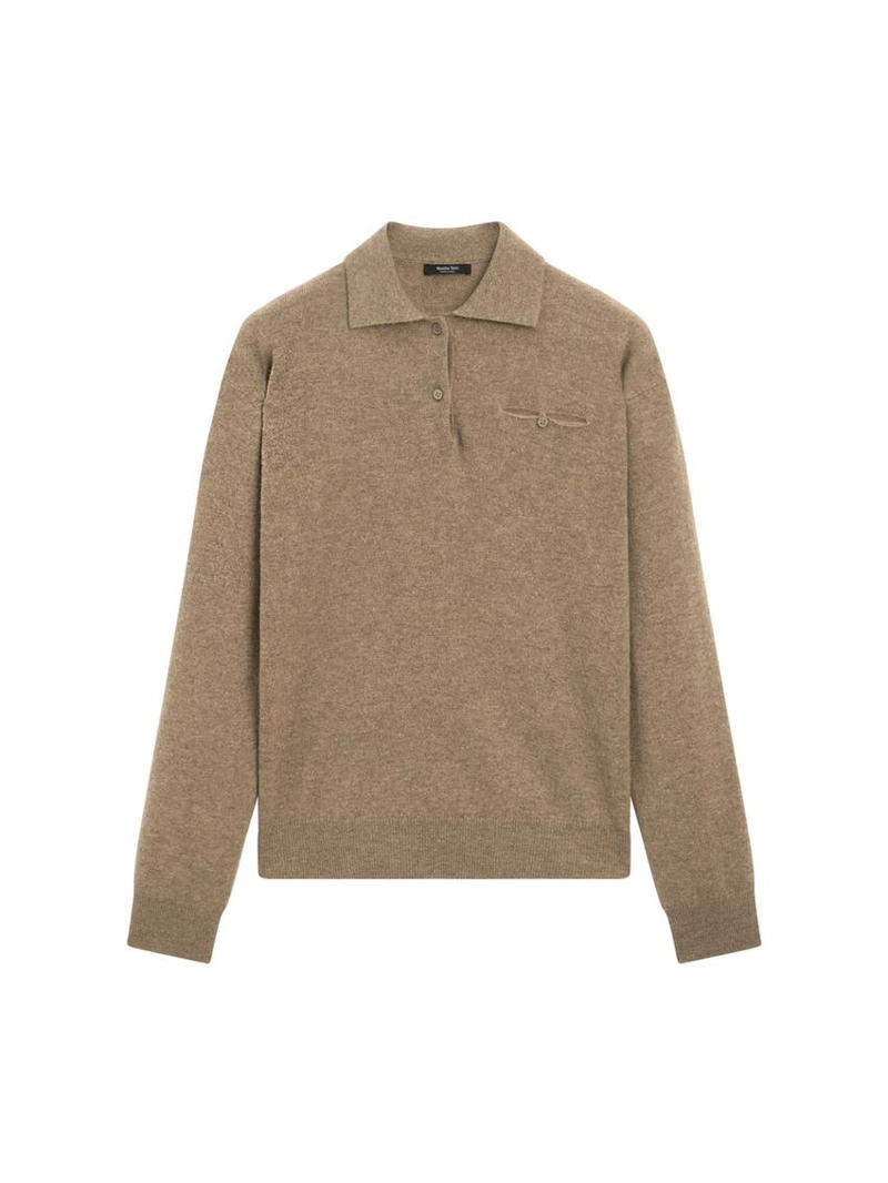 Трикотажный свитер-поло с карманом