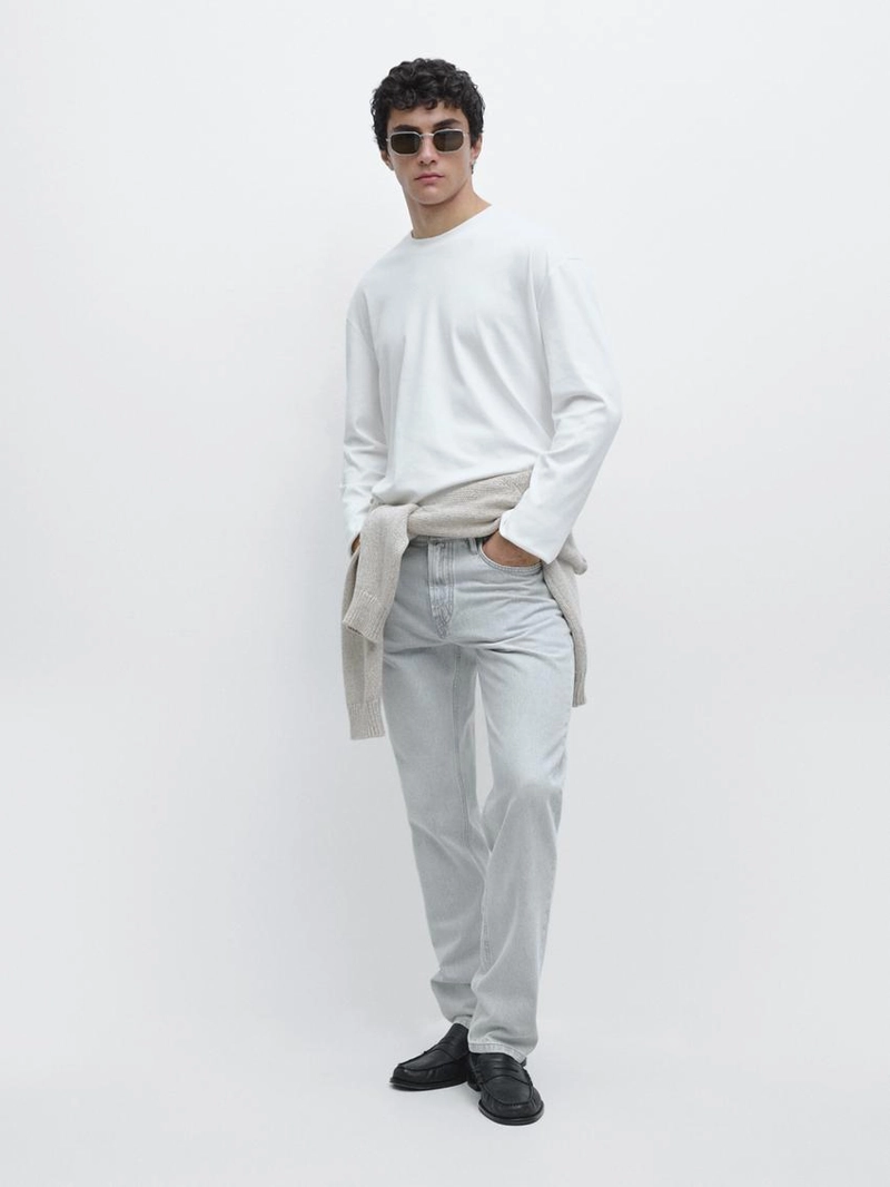 Футболка с длинным рукавом из средневесного хлопка