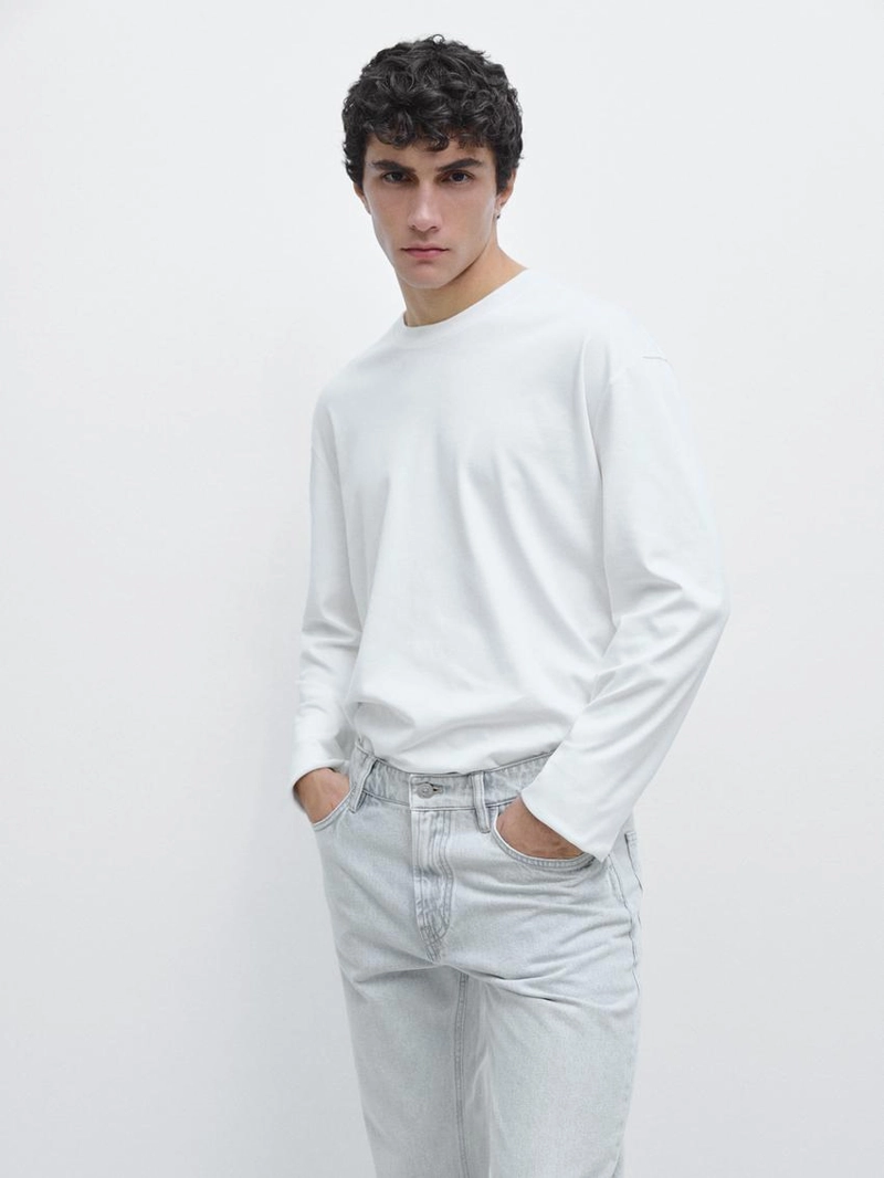 Футболка с длинным рукавом из средневесного хлопка