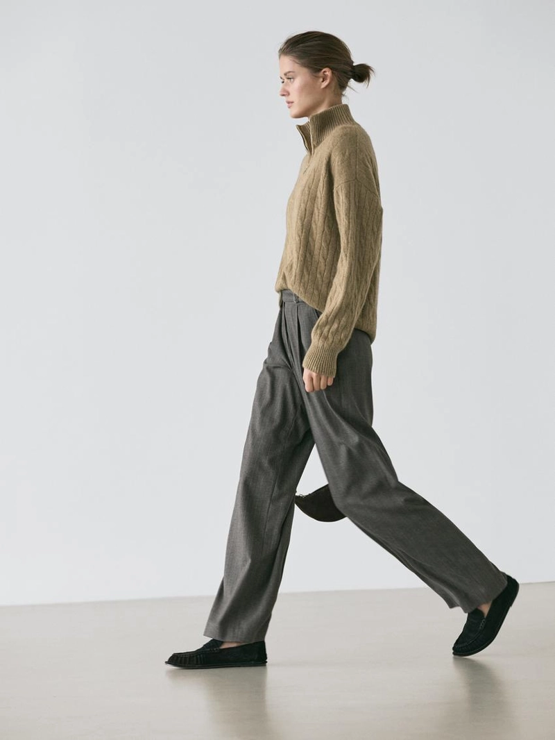 Свитер с высоким воротником из 100% кашемира с молнией