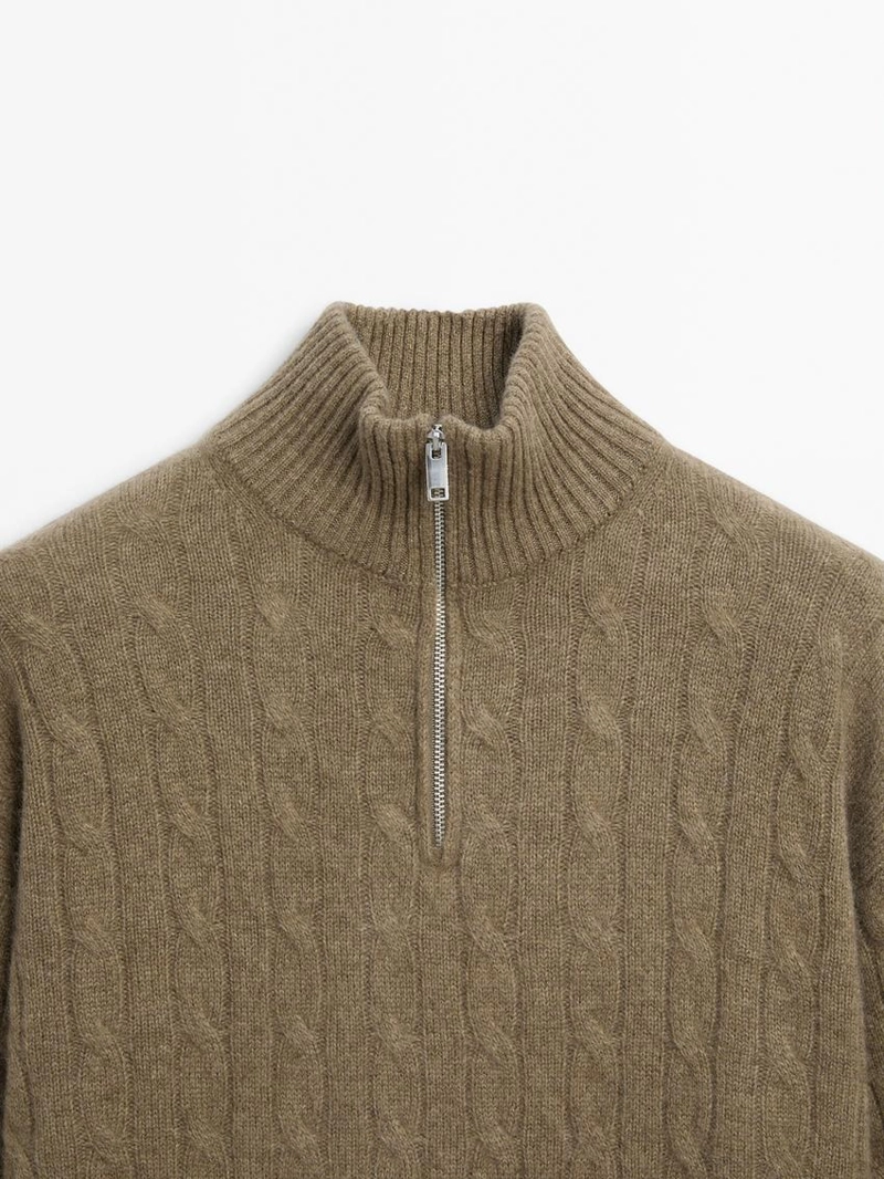 Свитер с высоким воротником из 100% кашемира с молнией