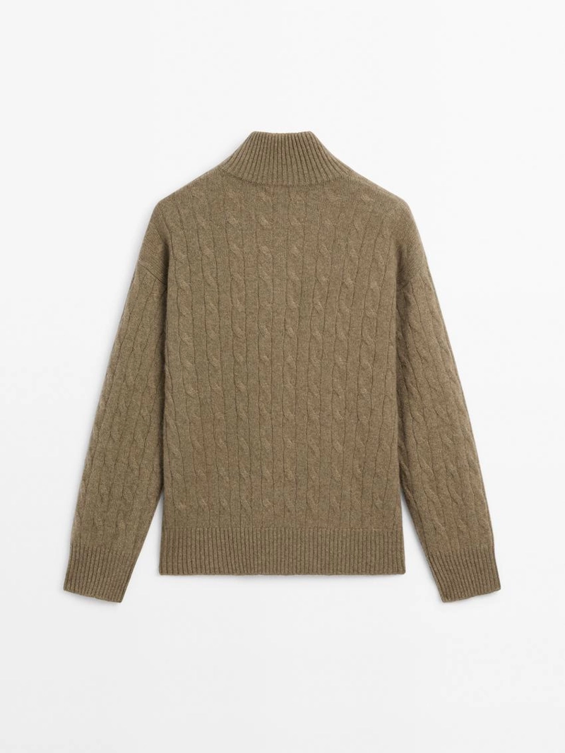 Свитер с высоким воротником из 100% кашемира с молнией