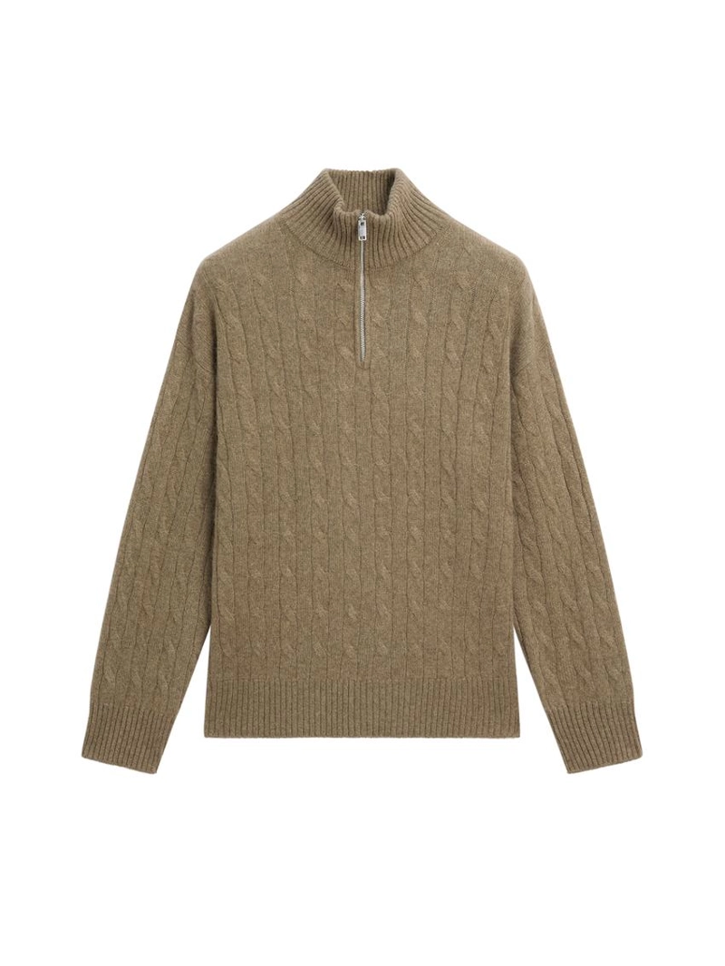 Свитер с высоким воротником из 100% кашемира с молнией