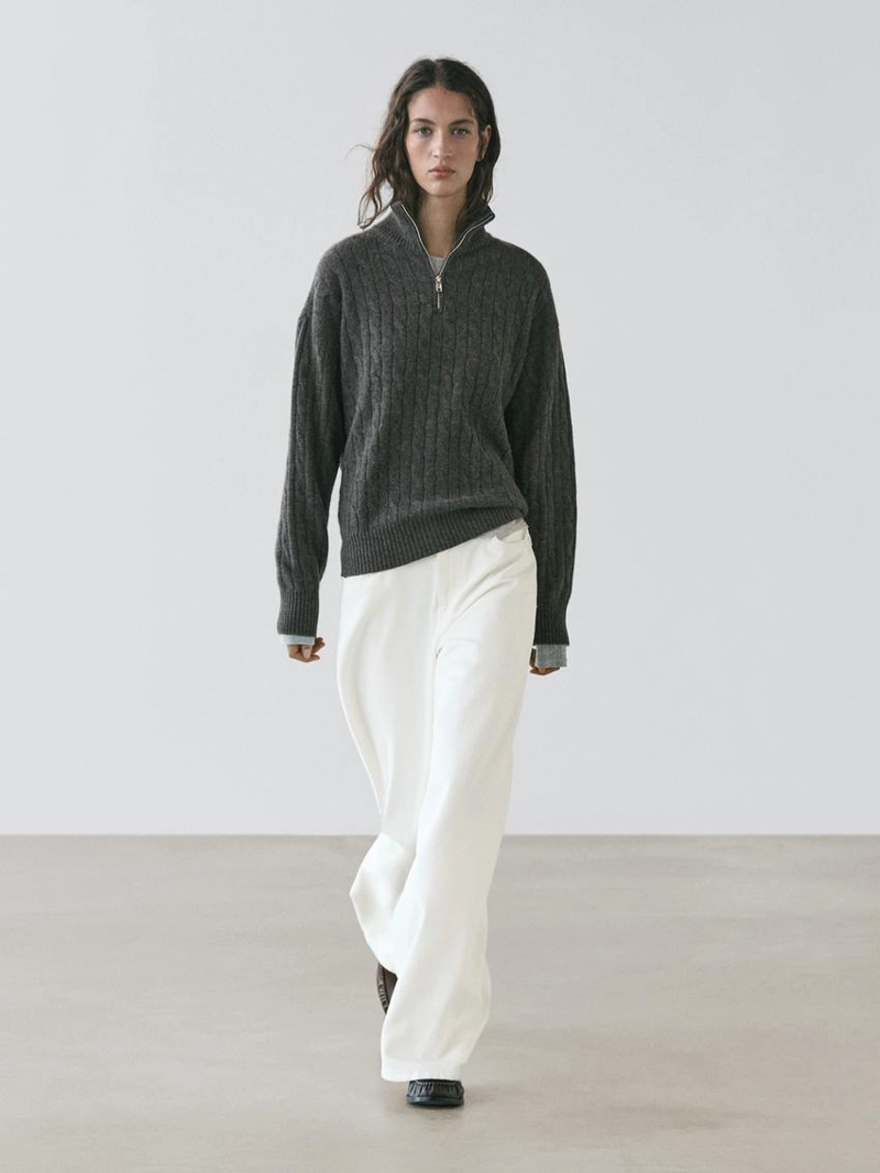 Свитер с высоким воротником из 100% кашемира с молнией