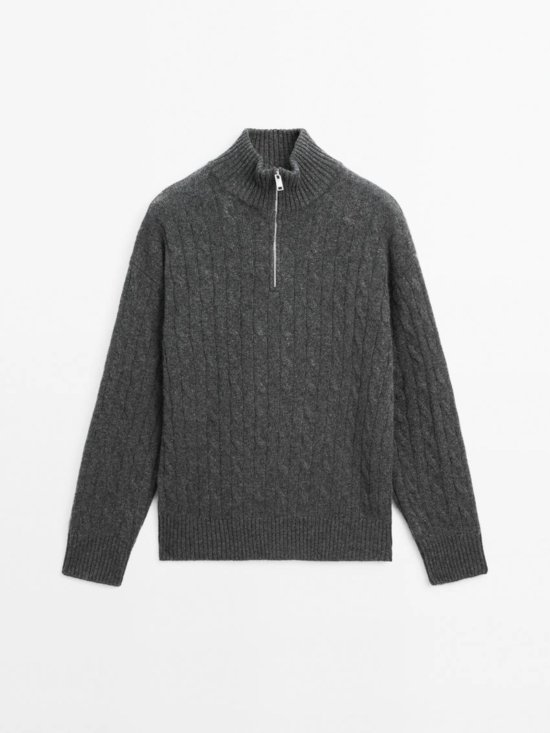 Свитер с высоким воротником из 100% кашемира с молнией