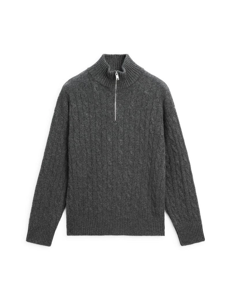 Свитер с высоким воротником из 100% кашемира с молнией