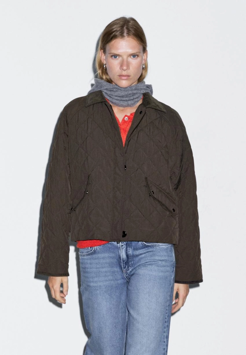 Короткая водоотталкивающая куртка с деталями из вельвета