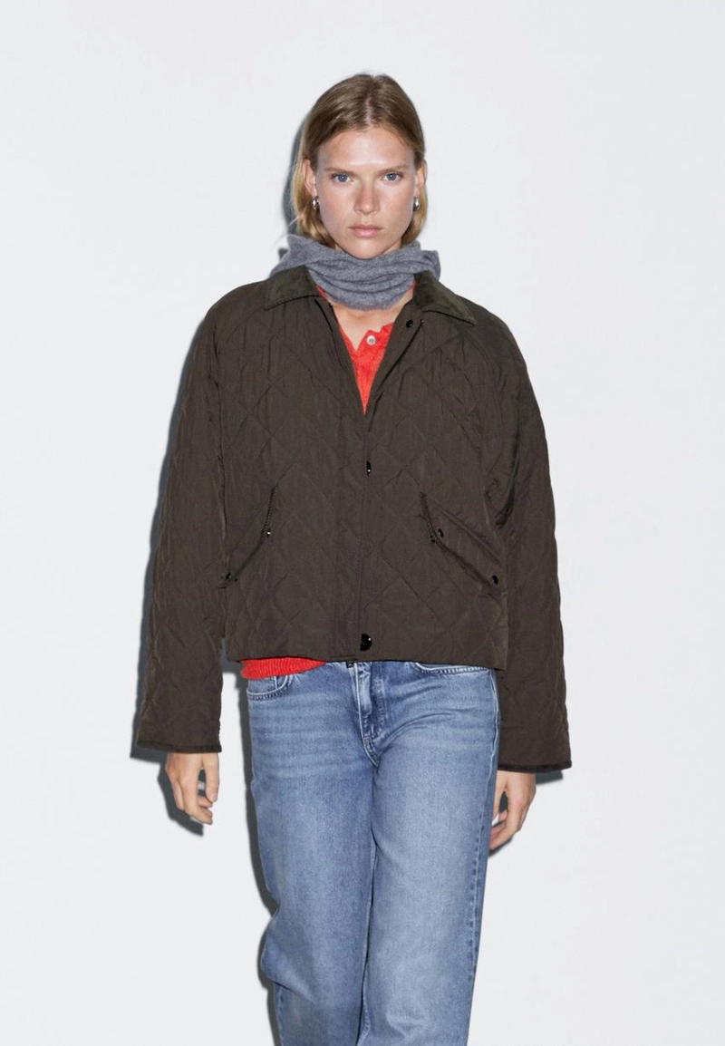 Короткая водоотталкивающая куртка с деталями из вельвета