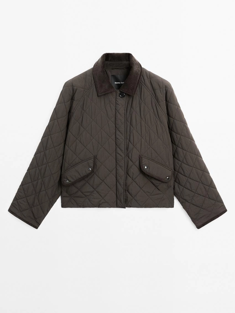 Короткая водоотталкивающая куртка с деталями из вельвета