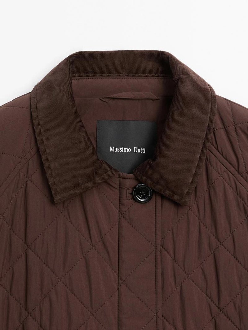 Короткая водоотталкивающая куртка с деталями из вельвета