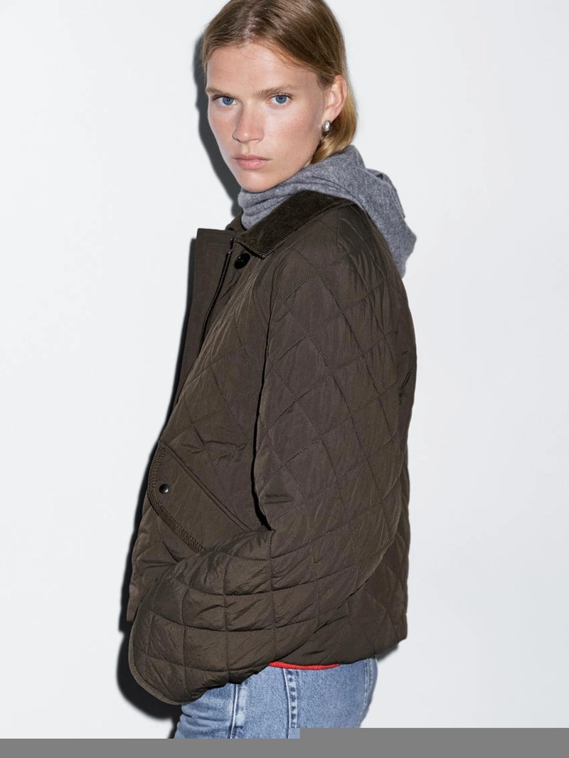 Короткая водоотталкивающая куртка с деталями из вельвета