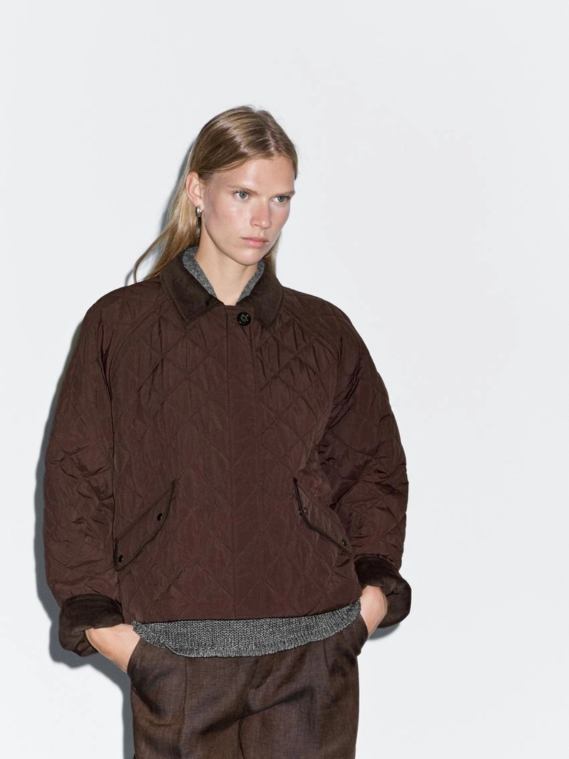 Короткая водоотталкивающая куртка с деталями из вельвета