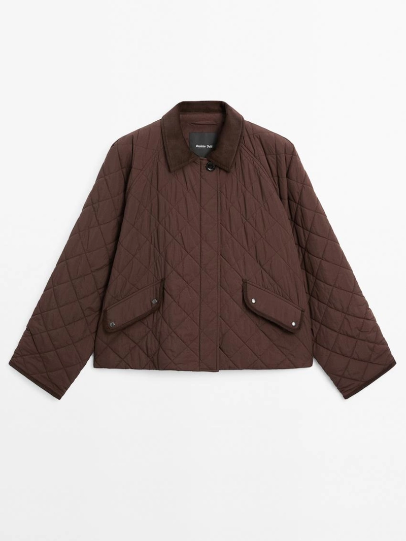 Короткая водоотталкивающая куртка с деталями из вельвета