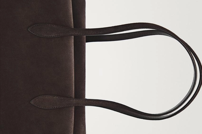 Сумка из замши с коричневей отделкой