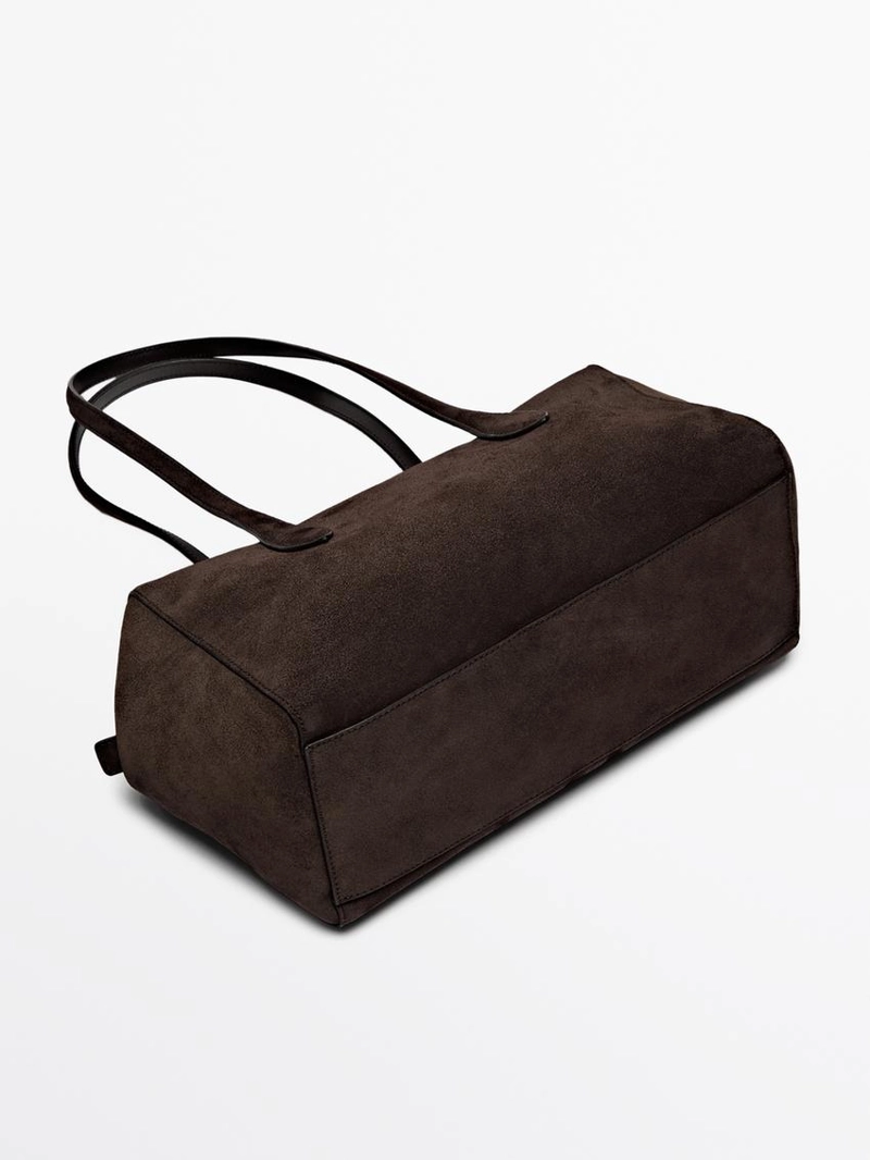 Сумка из замши с коричневей отделкой