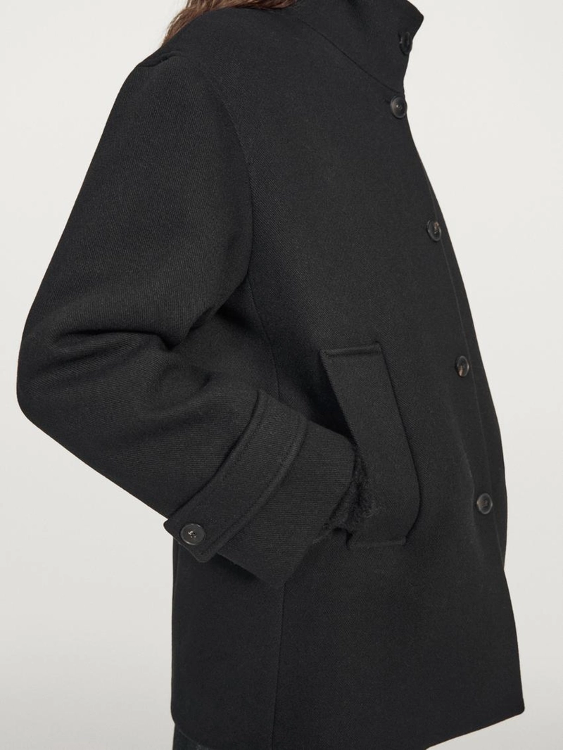 Пальто с высоким воротником из шерстяной смеси с застежкой на пуговицы