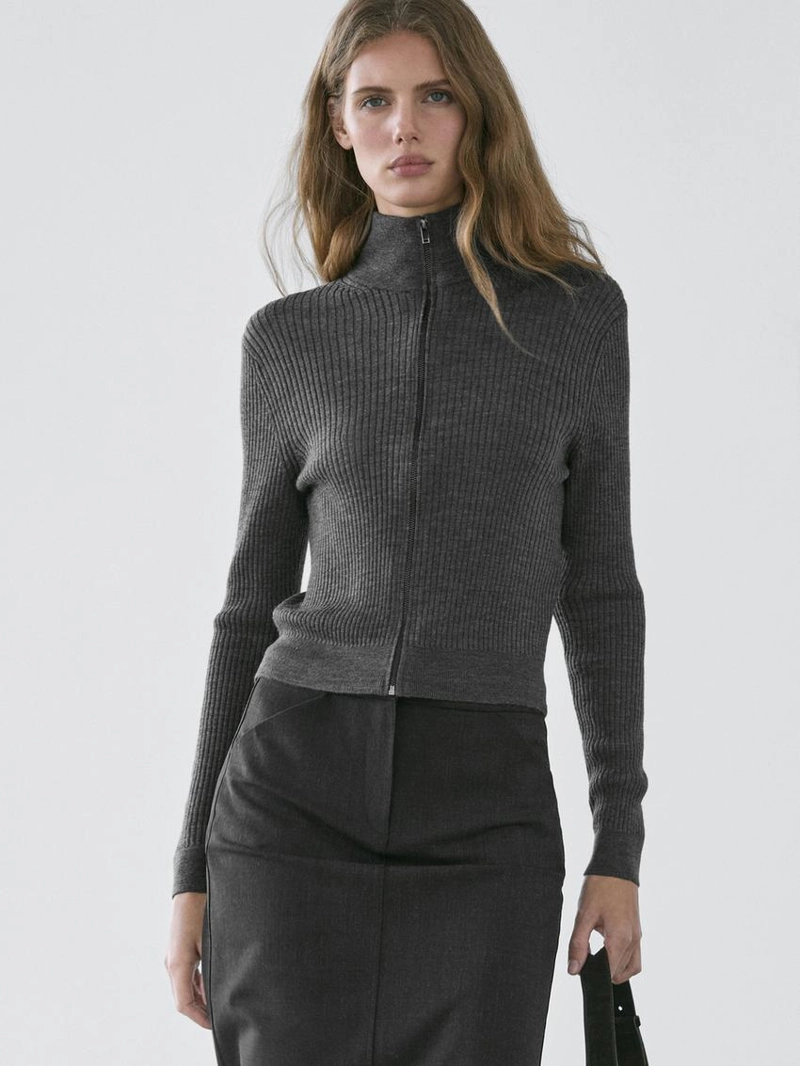 Кардиган с застежкой на молнию из 100% шерсти