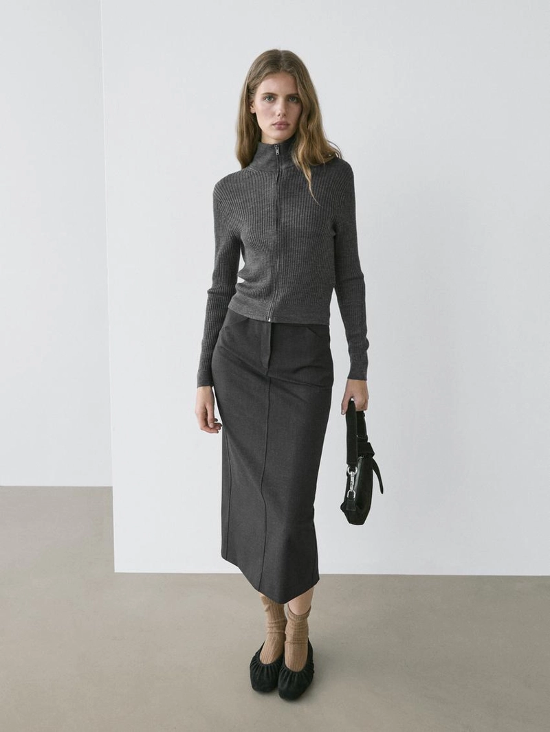 Кардиган с застежкой на молнию из 100% шерсти