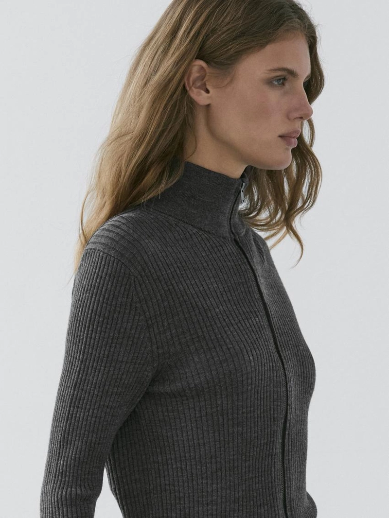 Кардиган с застежкой на молнию из 100% шерсти