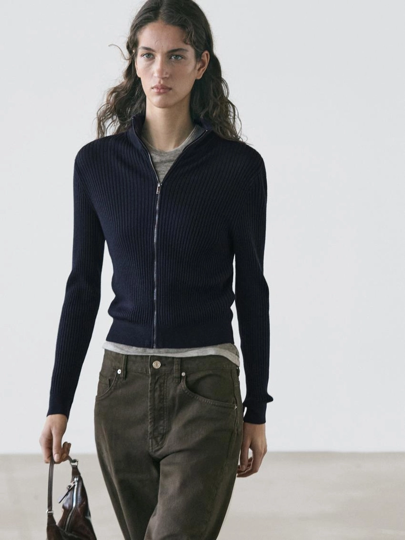 Кардиган с застежкой на молнию из 100% шерсти