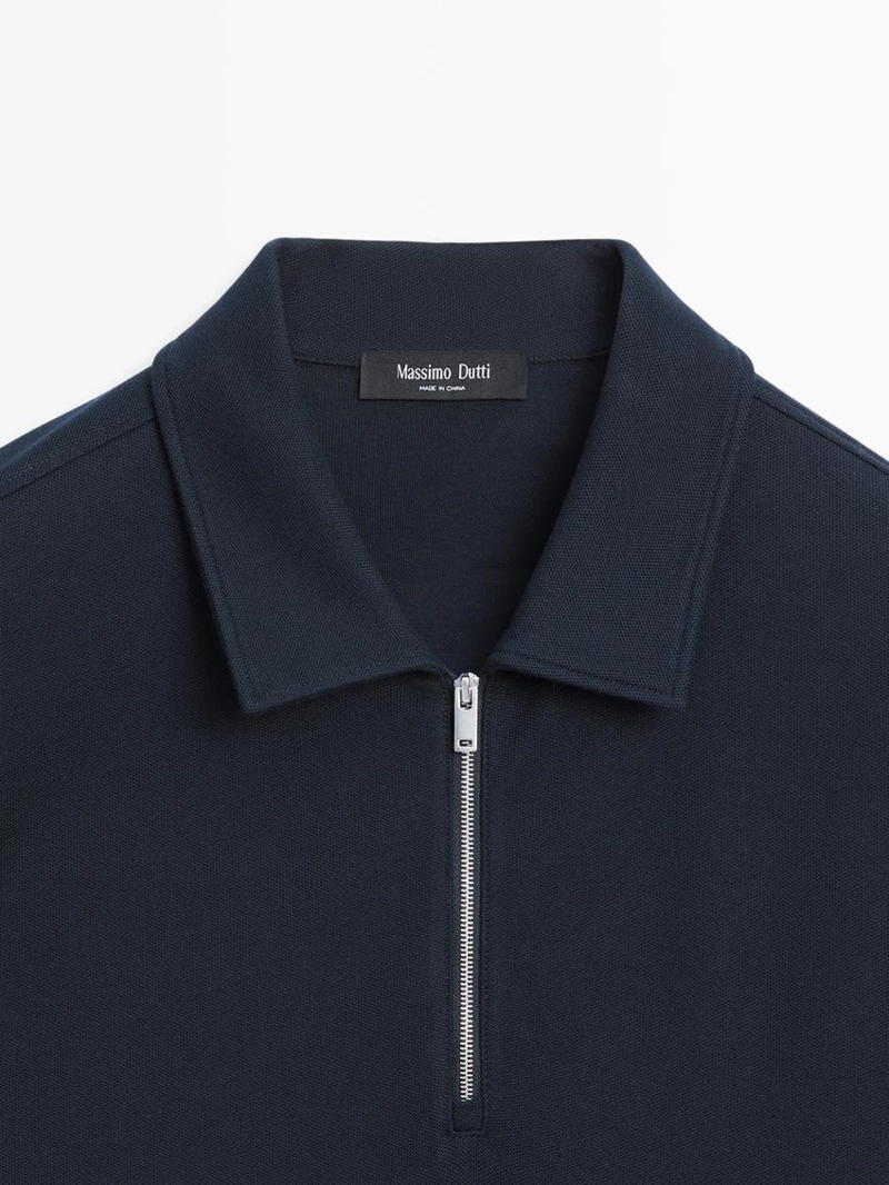 Поло с длинным рукавом на молнии