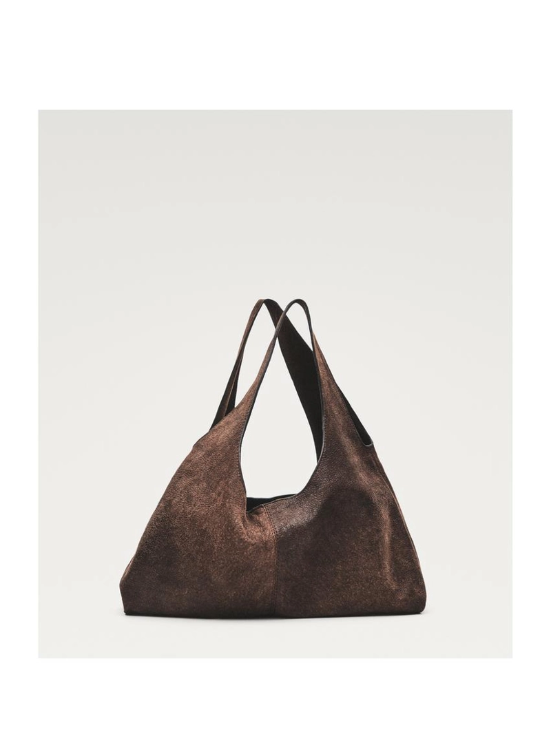 Сумка из мягкой кожи нубука среднего размера