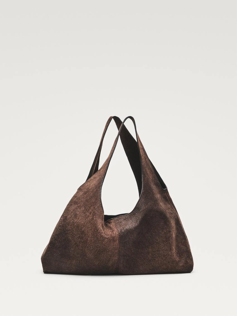 Сумка из мягкой кожи нубука среднего размера