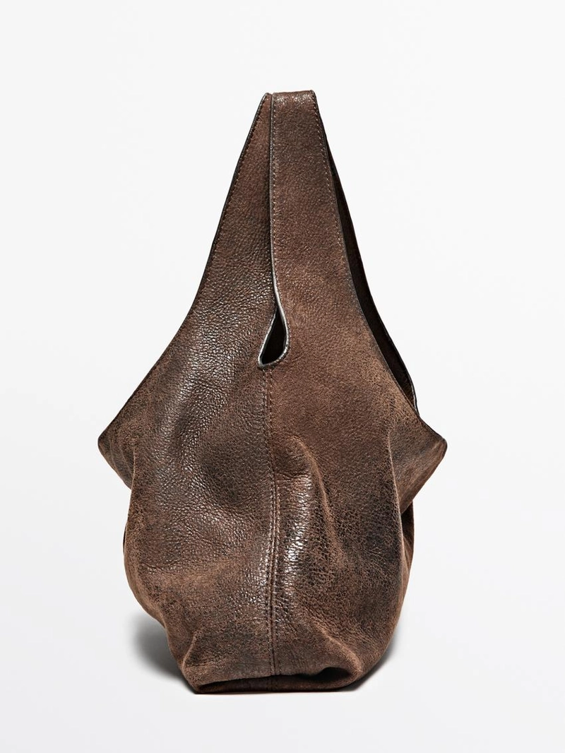 Сумка из мягкой кожи нубука среднего размера