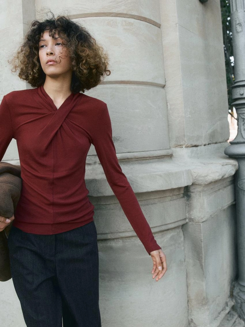 Топ с перекрещивающимися лямками из льна и шерсти