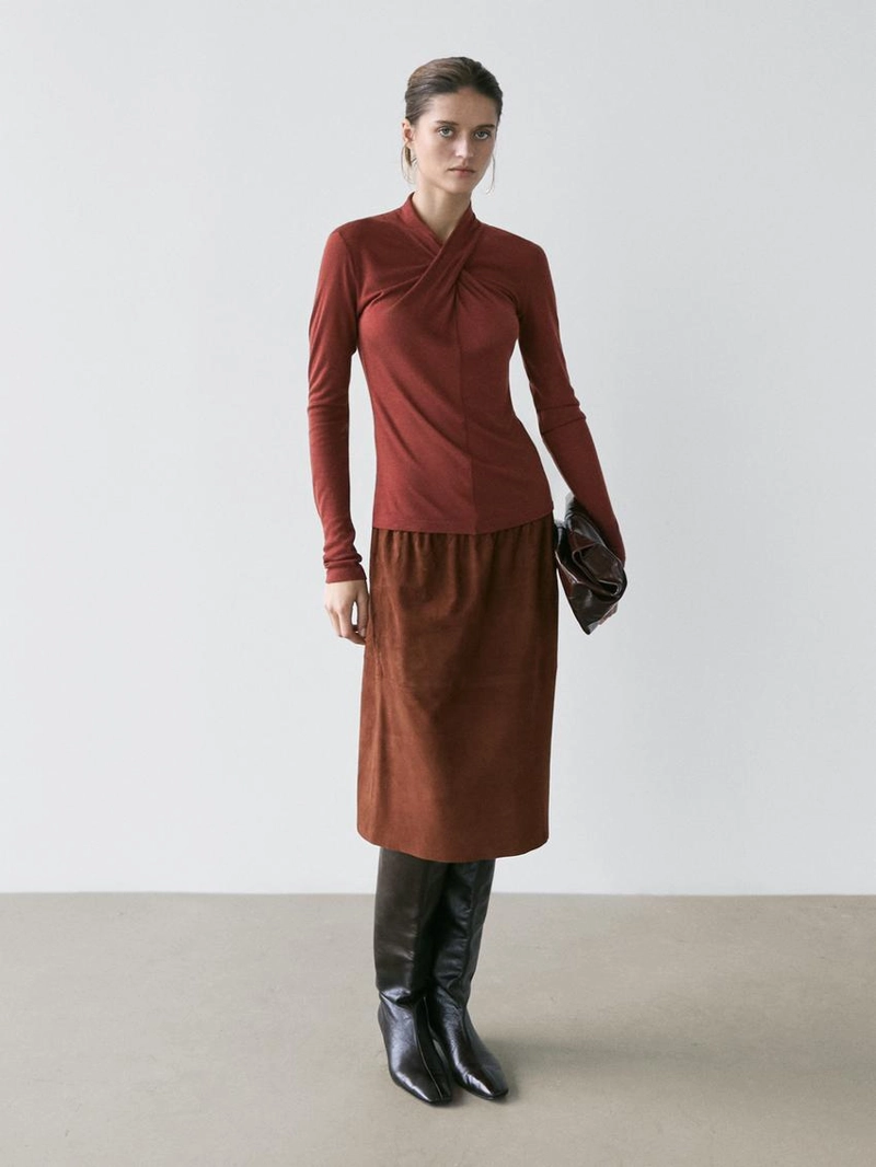 Топ с перекрещивающимися лямками из льна и шерсти