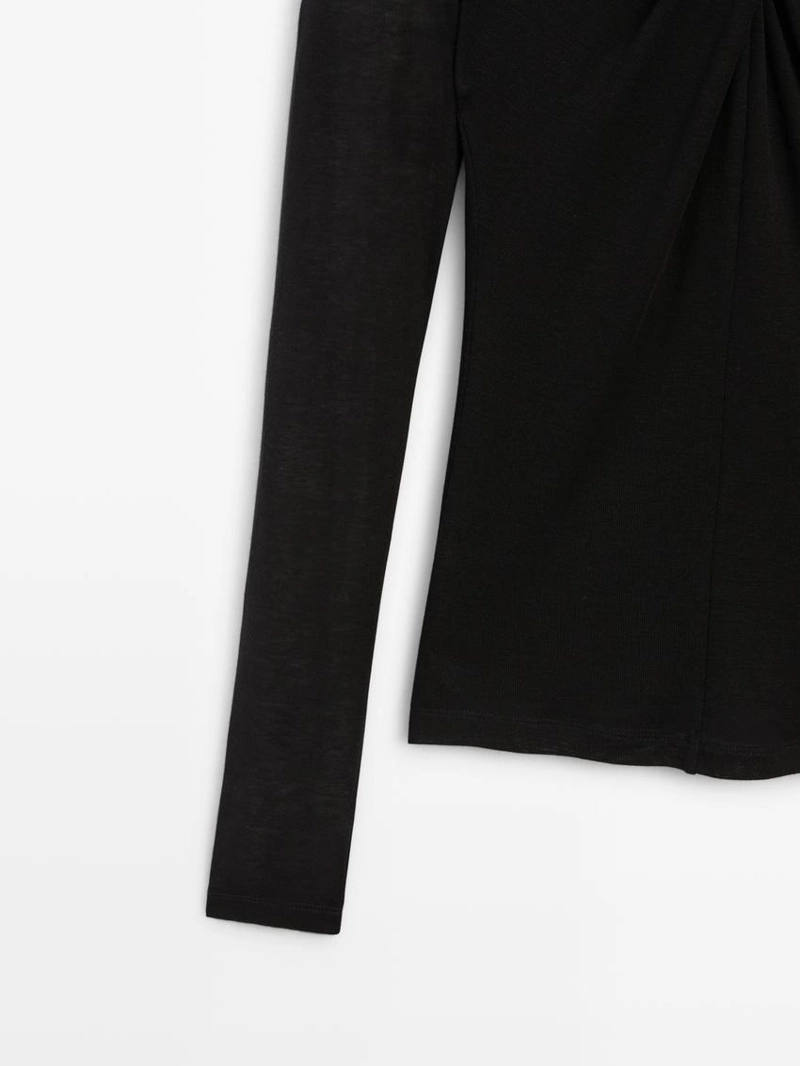 Топ с перекрещивающимися лямками из льна и шерсти