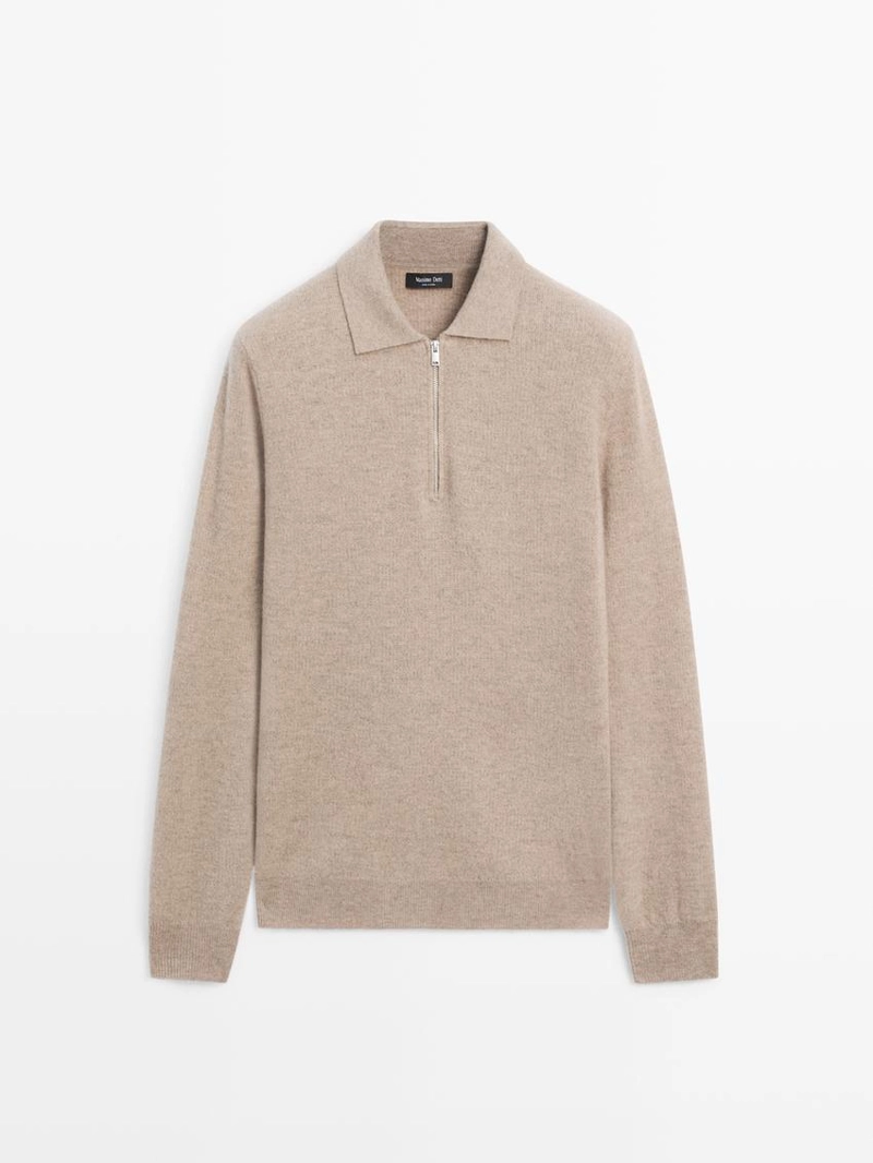 Поло свитер из шерсти с молнией